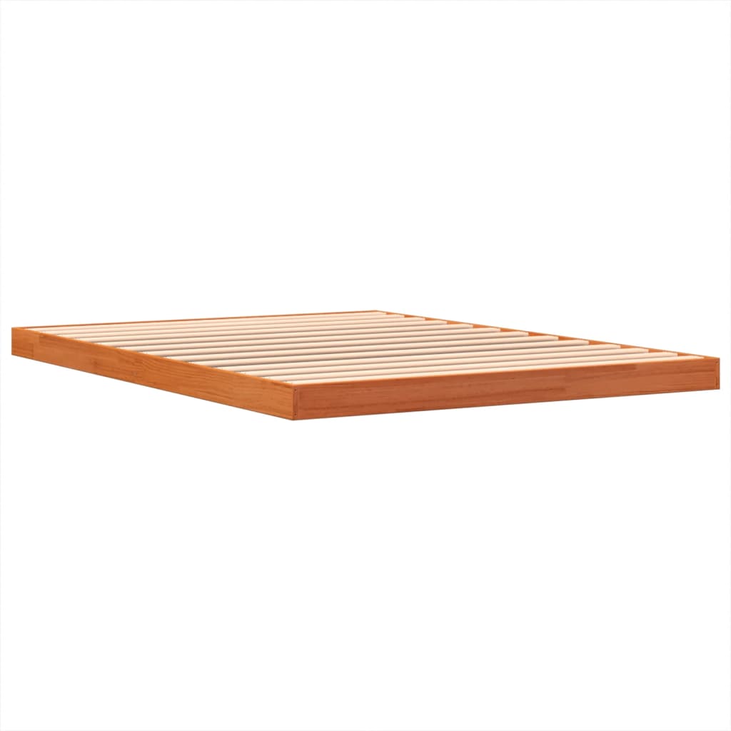 Bed Frame without Mattress Wax Brown 135x190 cm Double Solid Wood Pine